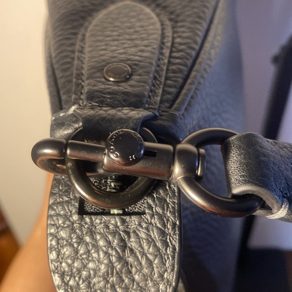 Coach Cary CC437 Black Pebble Leather Shoulder Crossbody Bag Pewter - Picture 4 of 8